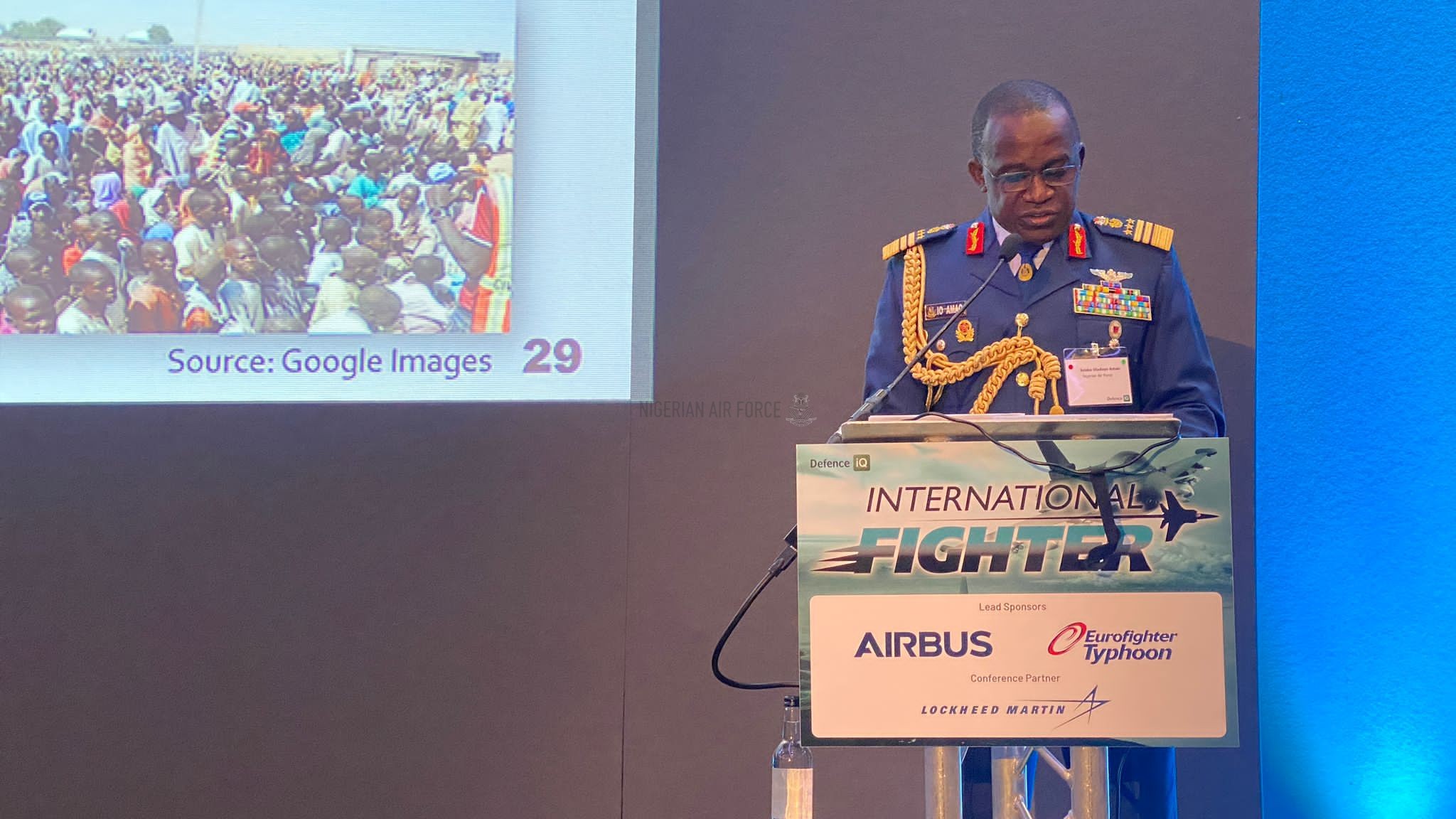 CAS AT FIGHTER CONFERENCE IN LONDON, SPEAKS ON AIR POWER STRATEGIES ADOPTED TO TACKLE INSECURITY