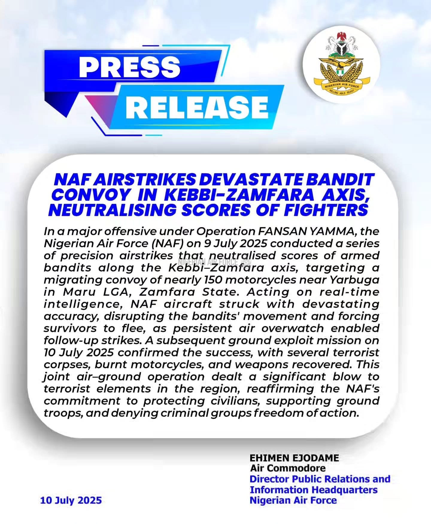 PRESS RELEASE