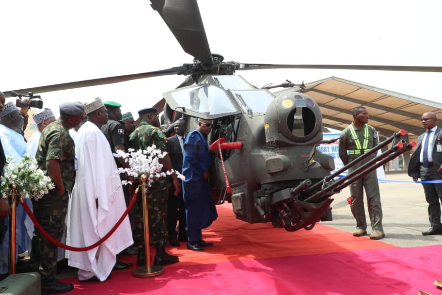 PRESIDENT TINUBU REAFFIRMS COMMITMENT TO ENDING INSECURITY, INDUCTS NEW COMBAT HELICOPTERS INTO NAF INVENTORY