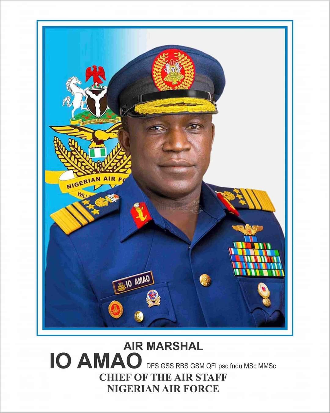 OFFICIAL PORTRAIT OF AIR MARSHAL IO AMAO, THE 21ST CHIEF OF THE AIR STAFF